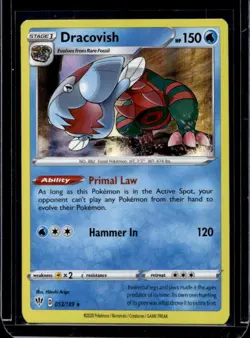 2020 Pokemon SWSH Darkness Ablaze Dracovish Holo #053/189 - Image 1