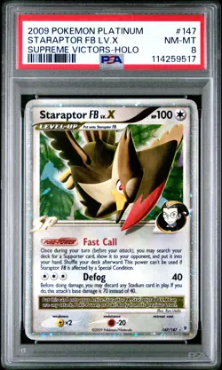 2009 POKEMON SUPREME VICTORS STARAPTOR FB LV X #147 ULTRA PSA 8 NM #114259517 - Image 1