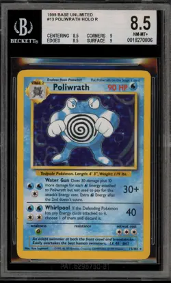 Pokemon Poliwrath Base Set Unlimited Holo Rare #13 BGS 8.5 - Image 1