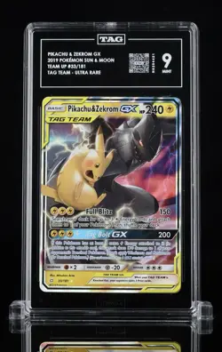 TAG 9 Pikachu & Zekrom GX 33/181 Tag Team Pokemon Sun & Moon Team Up MINT - Image 1