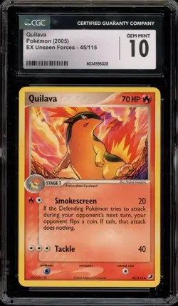Pokemon Quilava EX Unseen Forces #45 CGC 10 Gem Mint - Image 1