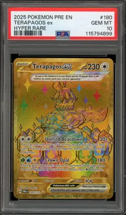 Pokemon Terapagos ex Prismatic Evolutions Hyper Rare #180 PSA 10 Gem Mint - Image 1