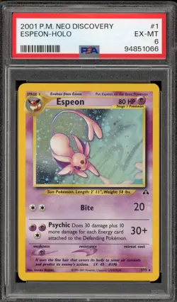 Pokemon Espeon Neo Discovery Unlimited Holo Rare #1 PSA 6 - Image 1