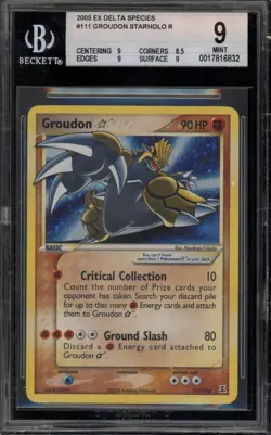 Pokemon Groudon Gold Star EX Delta Species Holo Ultra Rare #111 BGS 9 Mint - Image 1