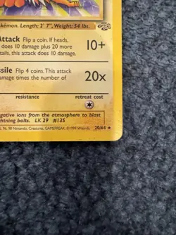 Pokemon Jolteon 20/64 Jungle Regular 1st Edition Vintage 1999 WOTC - MP - Image 2