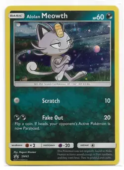 Alolan Meowth Pokemon TCG SM43 Sun and Moon Holo Promo - Image 1