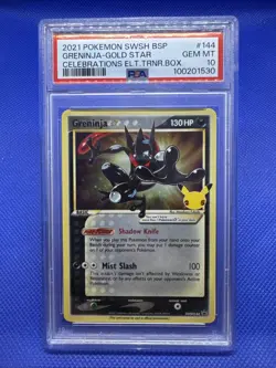 2021 GRENINJA-GOLD STAR #144 PSA 10 Celebrations Elite Trainer Black Star Promo - Image 1