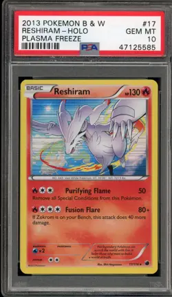 Pokemon Reshiram Plasma Freeze Holo Rare #17 PSA 10 Gem Mint - Image 1
