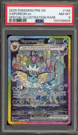 Pokemon Vaporeon ex Prismatic Evolutions Special Illustration Rare #149 PSA 8 - Image 1