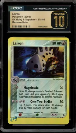 Pokemon Lairon EX Ruby & Sapphire Reverse Holo #37 CGC 10 Pristine - Image 1