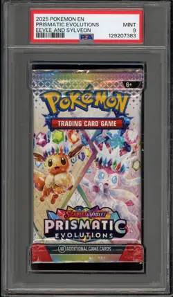 Pokemon Prismatic Evolutions Eevee And Sylveon Art Sealed Booster Pack PSA 9 - Image 1