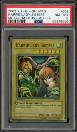 Yu-Gi-Oh! Harpie Lady Sisters Metal Raiders 1st Edition MRD-009 FADED PSA 8 - Image 1