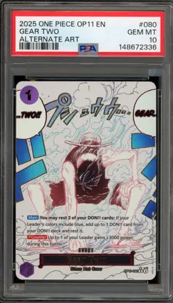One Piece CCG Gear Two Alternate Art OP11-080 PSA 10 Gem Mint - Image 1