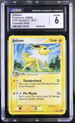 CGC 6 Jolteon 2006 POP Series 3 3/17 Cosmos Holo Pokemon Card - Image 1