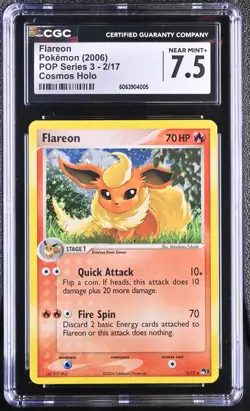 CGC 7.5 Flareon 2006 POP Series 3 2/17 Cosmos Holo Pokemon Card - Image 1