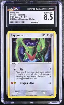 CGC 8.5 Rayquaza 2006 POP Series 1 3/17 Holo Pokemon Card - Image 1