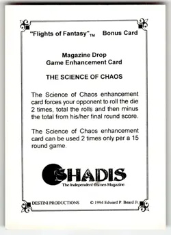 1994 Conjure Magazine Flights of Fantasy Bonus Card The Science of Chaos - Image 2