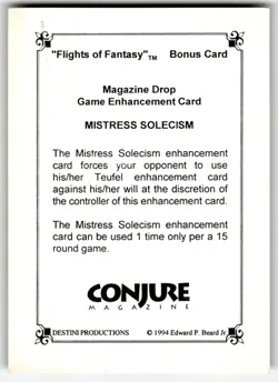 1994 Conjure Magazine Flights of Fantasy Bonus Card Mistress Solecism - Image 2