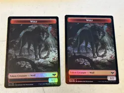 2 x mtg foil token Wolf // Wolf, 011/014, Innistrad Crimson Vow, unplayed - Image 1