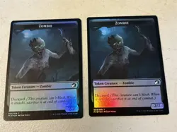 2 x mtg foil token Zombie // Beast 005/008, Innistrad Midnight Hunt - Image 1