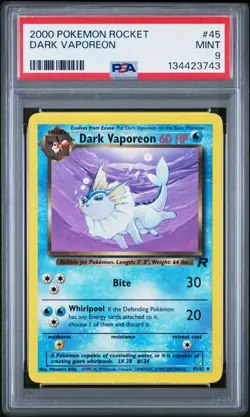2000 Pokemon Rocket #45 Dark Vaporeon PSA 9 - Image 1