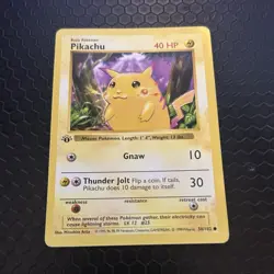 Pokemon TCG Pikachu 1st Edition Red Cheeks 58/102 Base Set Shadowless MP - Image 1