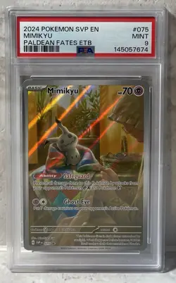 2024 Pokemon SPV EN PROMO #075 Mimikyu PALDEAN FATES PSA MINT 9 - Image 1