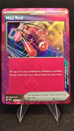 Pokemon TCG Max Rod Prismatic Evolutions Holo Card 116/131 - Image 1