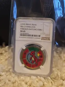 1999 Pokemon CHARMELEON #05 Brass 35mm Battling Coin NGC MS65 HIGH GRADE - Image 1