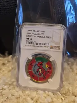 1999 Pokemon CHARMELEON #05 Brass 35mm Battling Coin NGC MS65 HIGH GRADE - Image 2