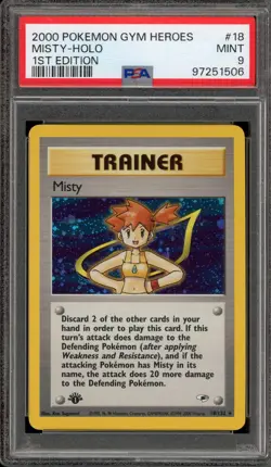Pokemon Misty Gym Heroes 1st Edition Holo Rare #18 PSA 9 Mint - Image 1