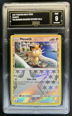2017 Pokemon SM Burning Shadows Meowth Reverse Holo #101/147 GMA 9 - Image 1
