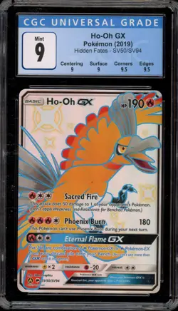 Pokemon Ho-Oh GX Hidden Fates Full Art #SV50 CGC 9 Mint - Image 1