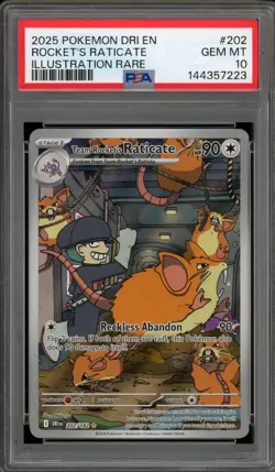 Pokemon Team Rocket's Raticate Destined Rivals Illustration Rare #202 PSA 10 - Image 1
