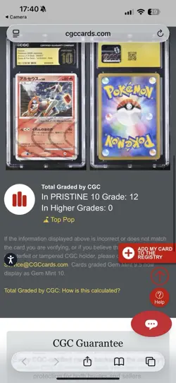 CGC Pristine 10 Arceus 1st Edition Holo Grass & Fire Japanese 2009 Pokemon #008 - Image 3