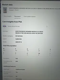 CGC Pristine 10 Arceus 1st Edition Holo Grass & Fire Japanese 2009 Pokemon #008 - Image 4