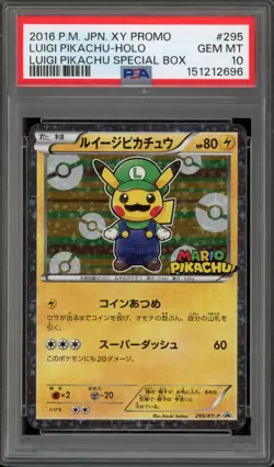 Pokemon Luigi Pikachu Special Bx. Japanese Holo Promo 295/XY-P PSA 10 Gem Mint - Image 1