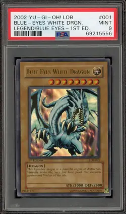Yu-Gi-Oh! Blue-Eyes White Dragon Legend of Blue Eyes 1st Edition LOB-001 PSA 9 - Image 1