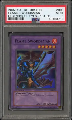Flame Swordsman LOB-003 1st Edition Super Rare Glossy Yugioh PSA 9 *719 - Image 1