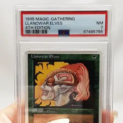 MTG - 4th Edition - Llanowar Elves - Vintage - Graded PSA 7 - Image 3