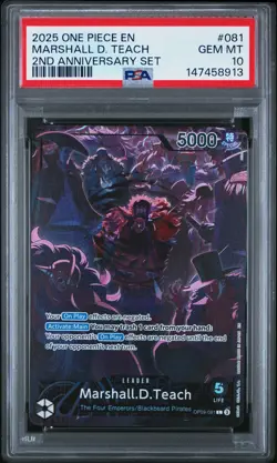 Marshall D. Teach OP09-081 Leader 2nd Anniversary Set One Piece English PSA 10 - Image 1