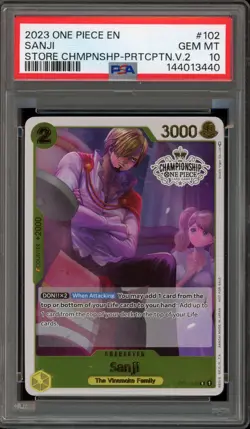 One Piece CCG Sanji Store Championships Participation V.2 OP03-102 PSA 10 - Image 1