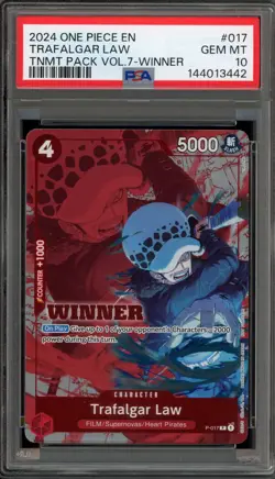 One Piece CCG Trafalgar Law Tournament Pk. Vol. 7 Winner P-017 PSA 10 Gem Mint - Image 1