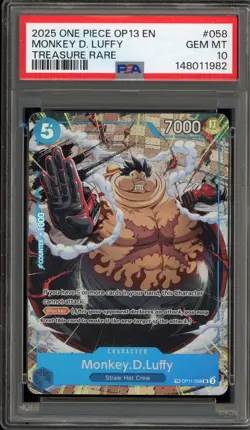 One Piece CCG Monkey.D.Luffy Treasure Rare OP11-058 PSA 10 Gem Mint - Image 1