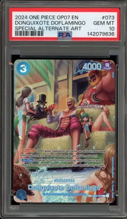 One Piece CCG Donquixote Doflamingo Special Alternate Art OP01-073 PSA 10 - Image 1