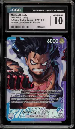 One Piece CCG Monkey.D.Luffy Leader Alternate Art Parallel OP11-040 CGC 10 - Image 1