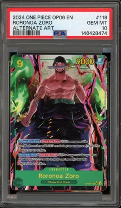 One Piece CCG Roronoa Zoro Alternate Art OP06-118 PSA 10 Gem Mint - Image 1