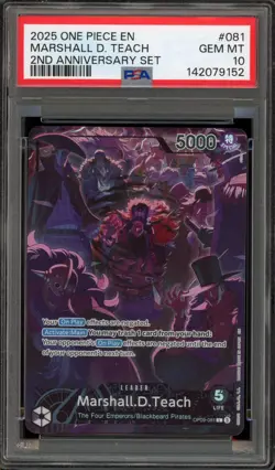 One Piece CCG Marshall.D.Teach 2nd Anniversary Set OP09-081 PSA 10 Gem Mint - Image 1