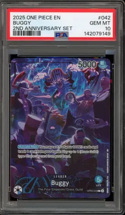 One Piece CCG Buggy 2nd Anniversary Set OP09-042 PSA 10 Gem Mint - Image 1
