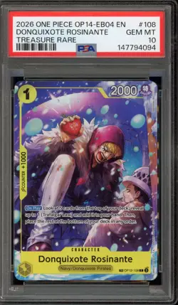 One Piece CCG Donquixote Rosinante Treasure Rare OP12-108 PSA 10 Gem Mint - Image 1